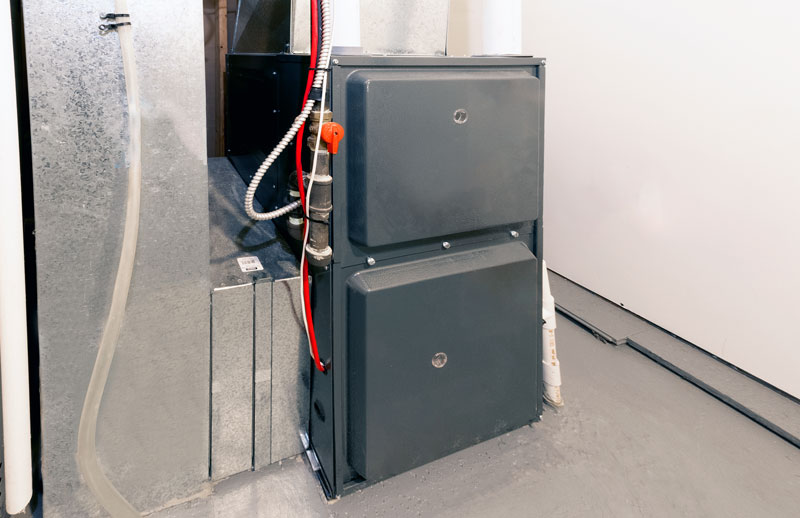 Furnace in a homes basement