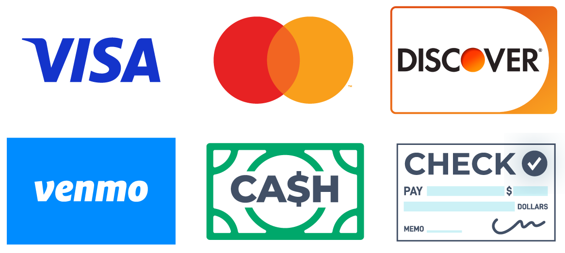 Visa MasterCard Discover Venmo Cash & Check accepted